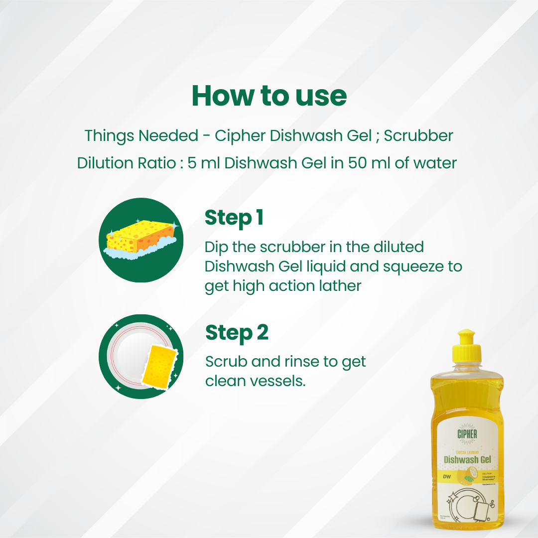 Dish Wash Liquid 500ml ShopCipher Detox Lemon Gel - Main Image