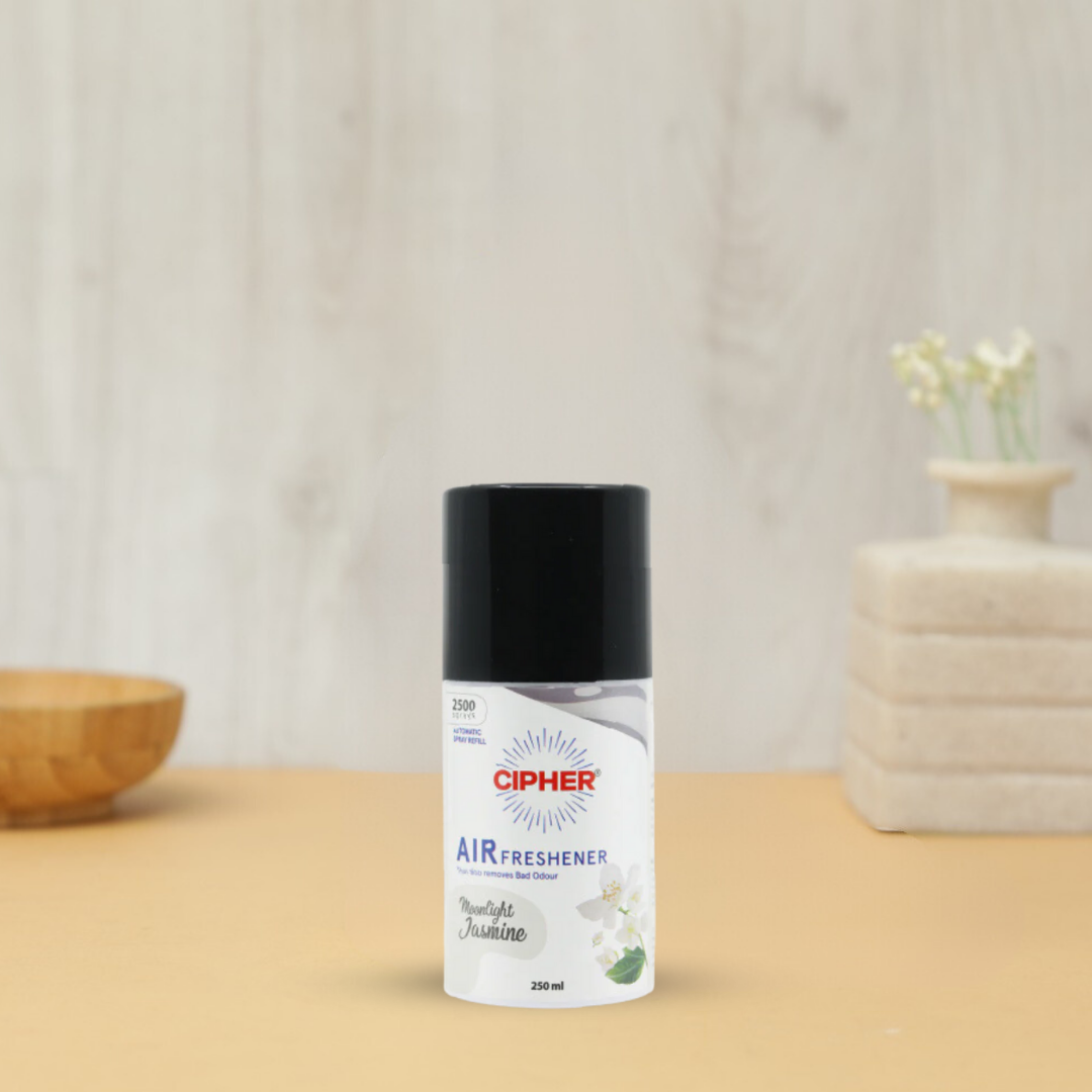 Air Freshener Jasmine - Moonlight Jasmine 250ml refill with a long-lasting, sustainable scent; removes odors like tobacco and pet smells at the molecular level. Fits Airwick machines, providing 2500 sprays of captivating jasmine fragrance.