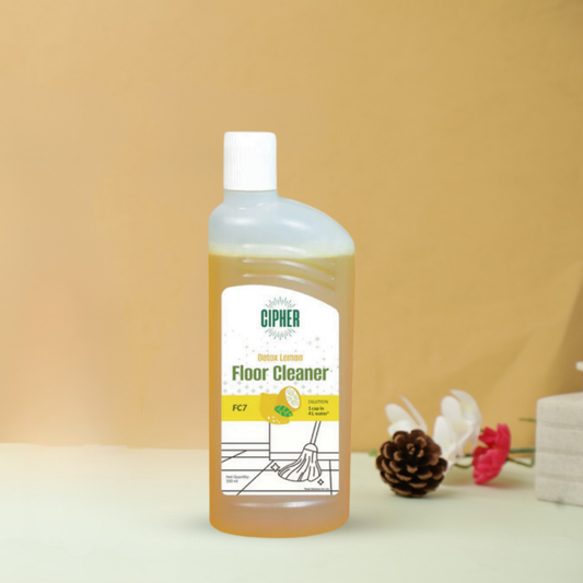 Buy ShopCipher Floor Cleaner Detox Lemon, 500ml size. Features quick-drying formula for shine, antibacterial properties, and refreshing lemon scent. Suitable for various floor types including tile, marble, and hardwood.